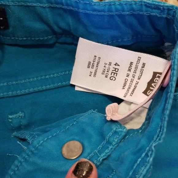 Girl's Levi's Jeans Blue Teal Color Size 4 Skinny - Picture 5 of 7